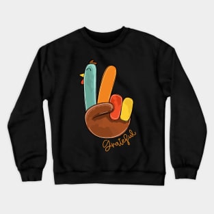 Peace Sign Turkey Greatful Retro Thanksgiving Turkey Crewneck Sweatshirt